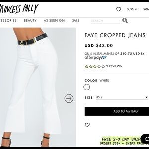 New Princess Polly Faye Cropped Jeans Sz 2